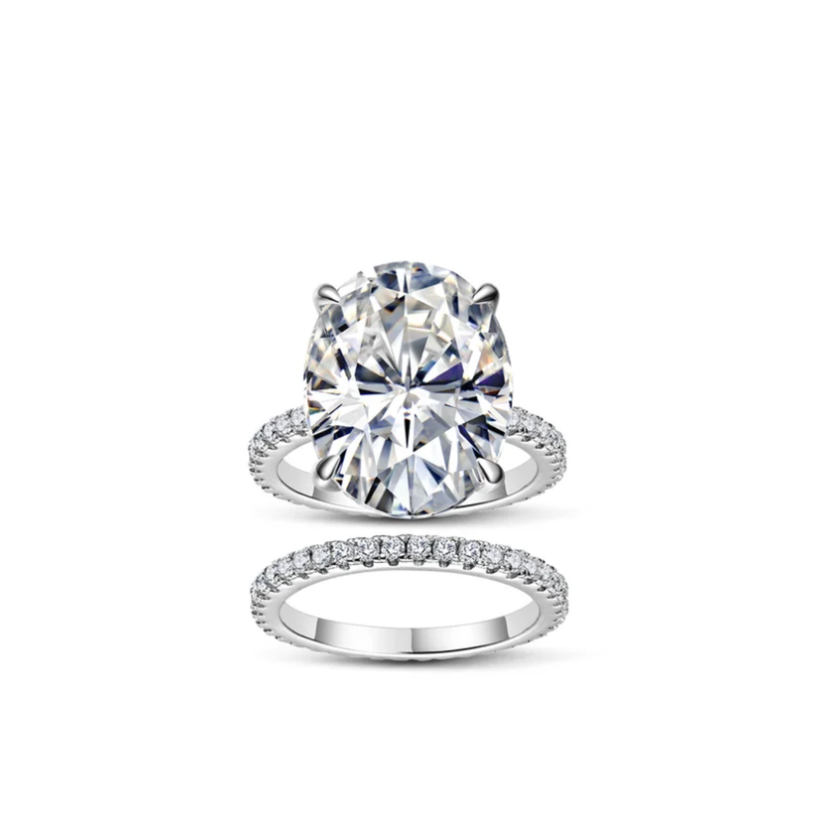 That Rich 13 Carat Oval Cut Moissanite Ring Set (PRE-ORDER)