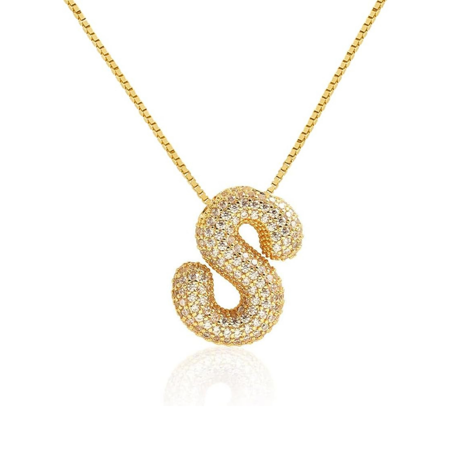 Cz Bubble Initial Necklace