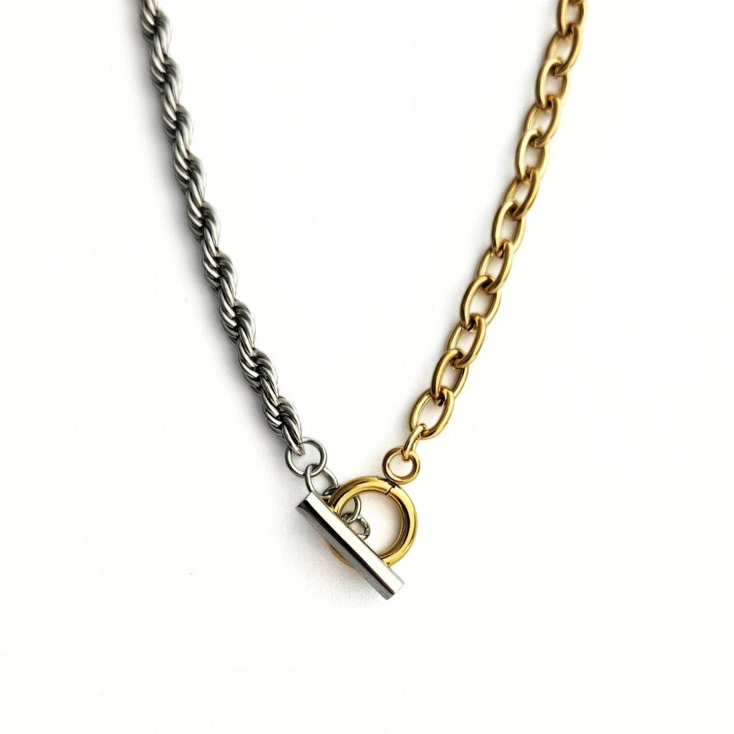 Mixed Metals Toggle Necklace