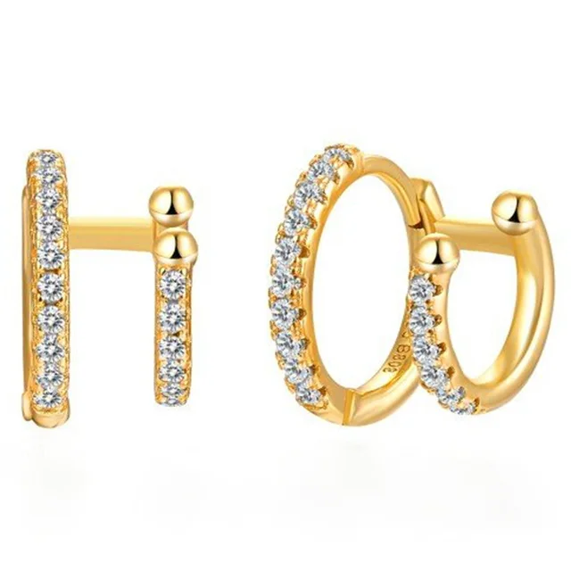 Double Huggie Hoops
