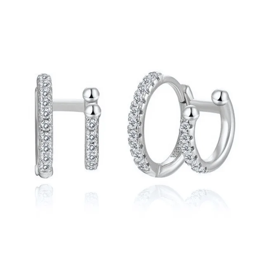 Double Huggie Hoops