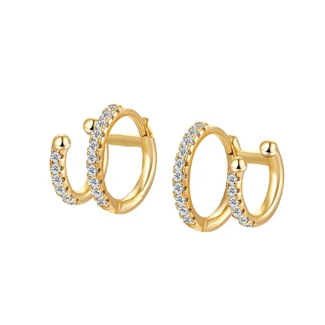 Double Huggie Hoops