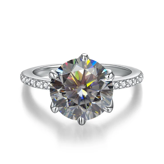 5 Carat Gray Moissanite Ring