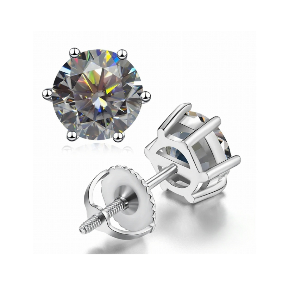 2 Carat Gray Moissanite Studs