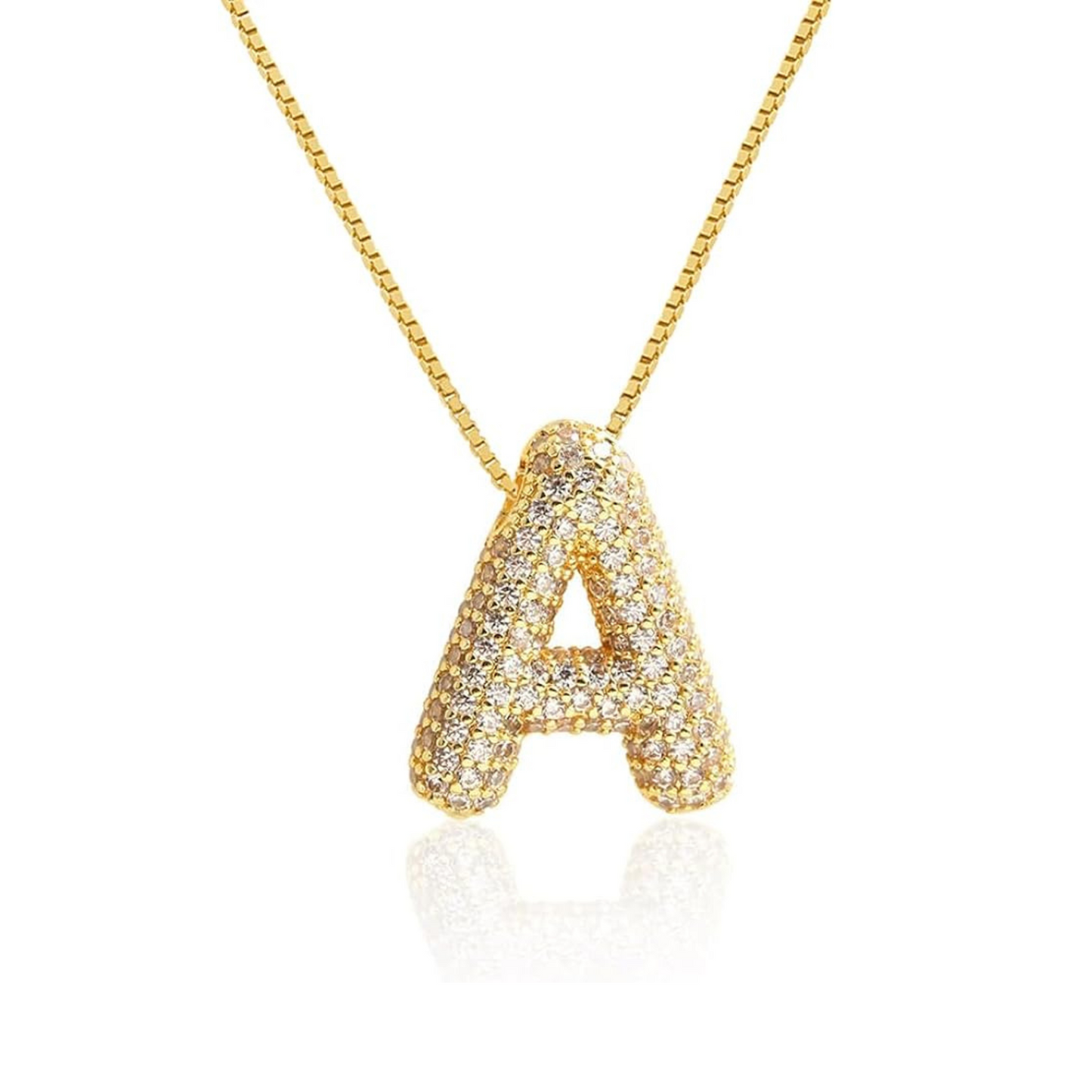 Cz Bubble Initial Necklace