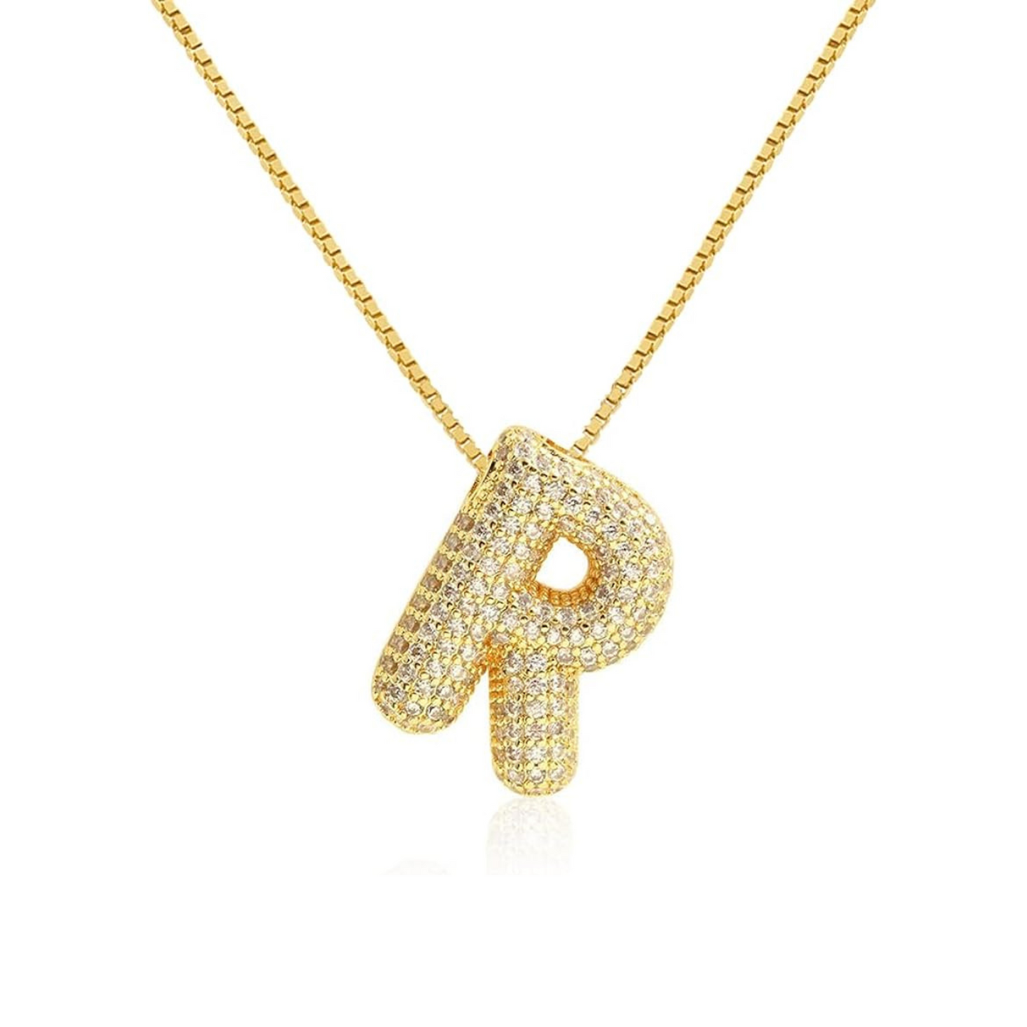 Cz Bubble Initial Necklace