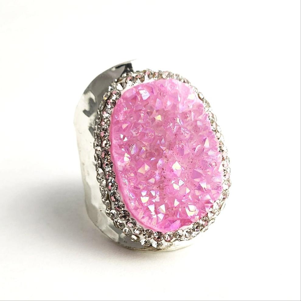 Pink Lemonade Druzy Ring