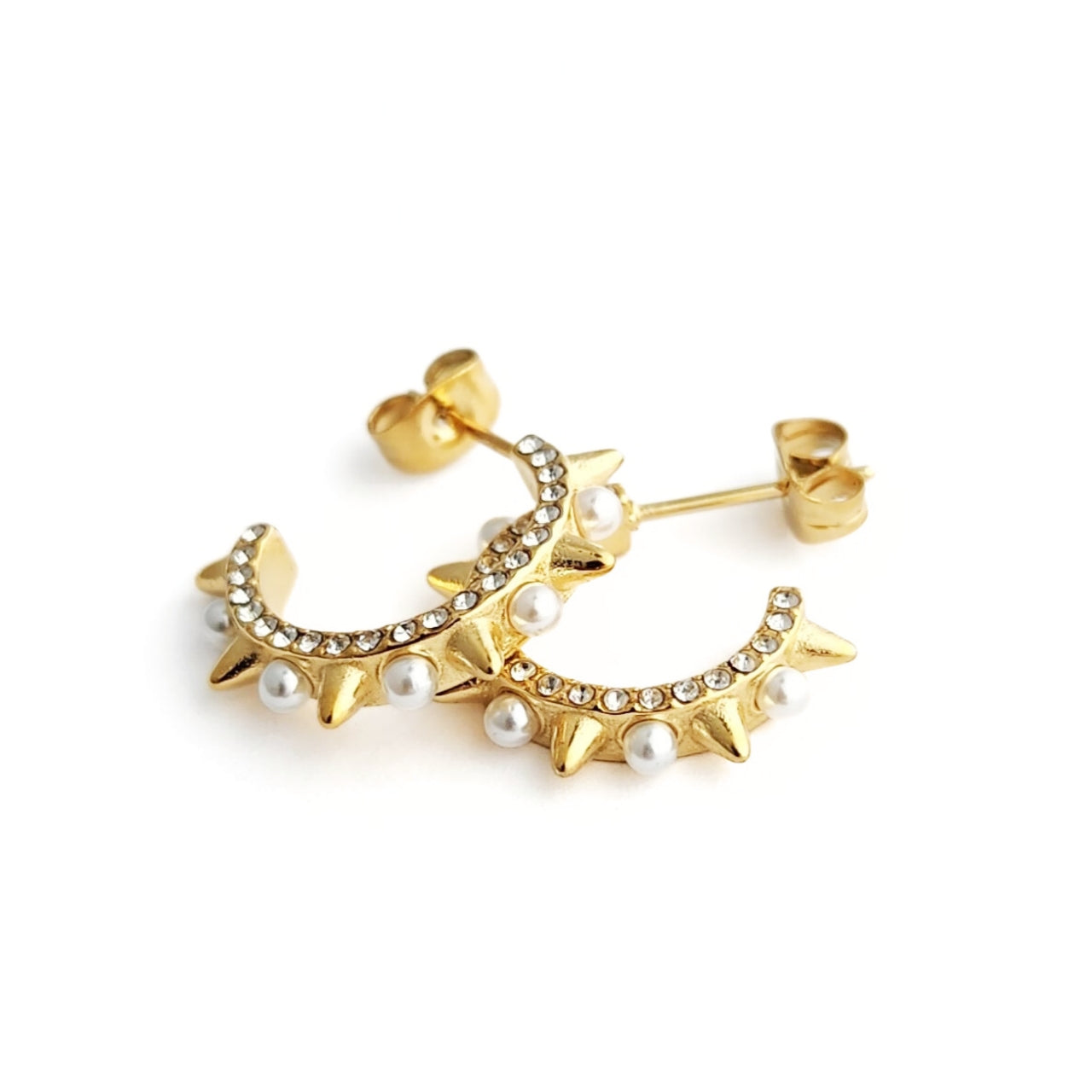 Studded Pearl Hoops