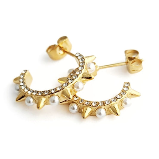 Studded Pearl Hoops