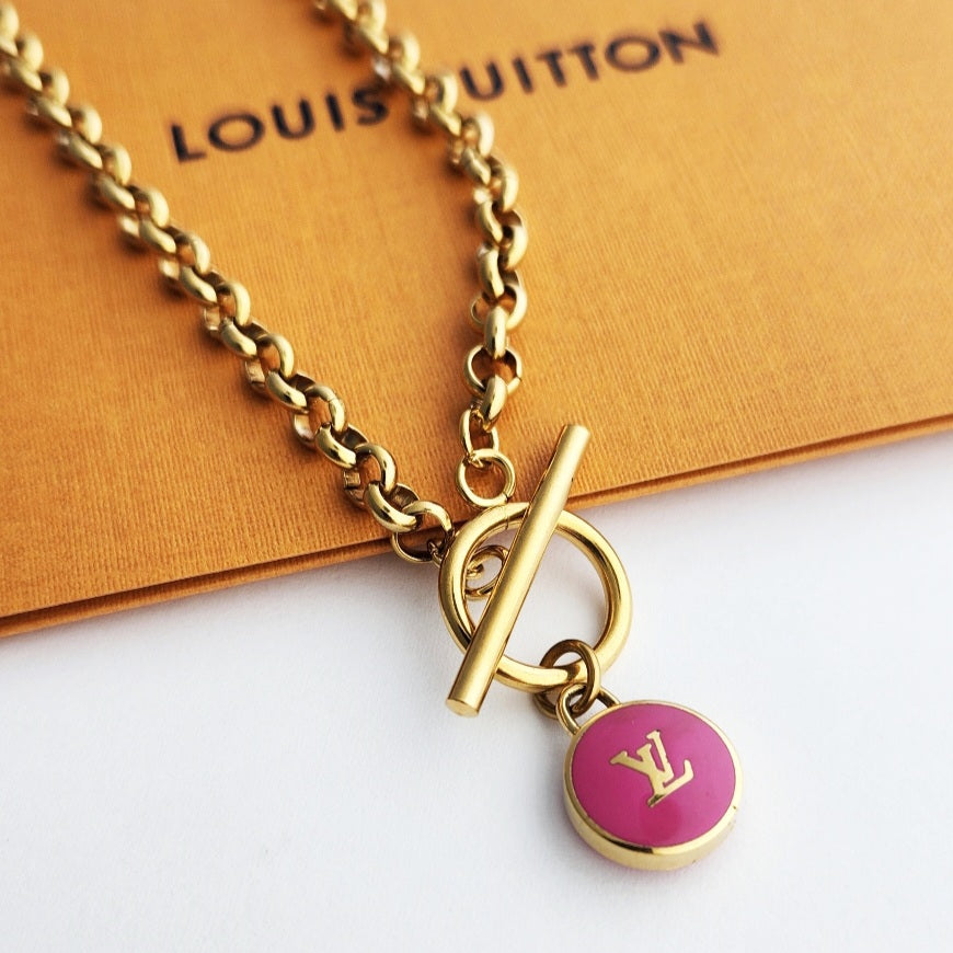 Repurposed L V Charm Necklace