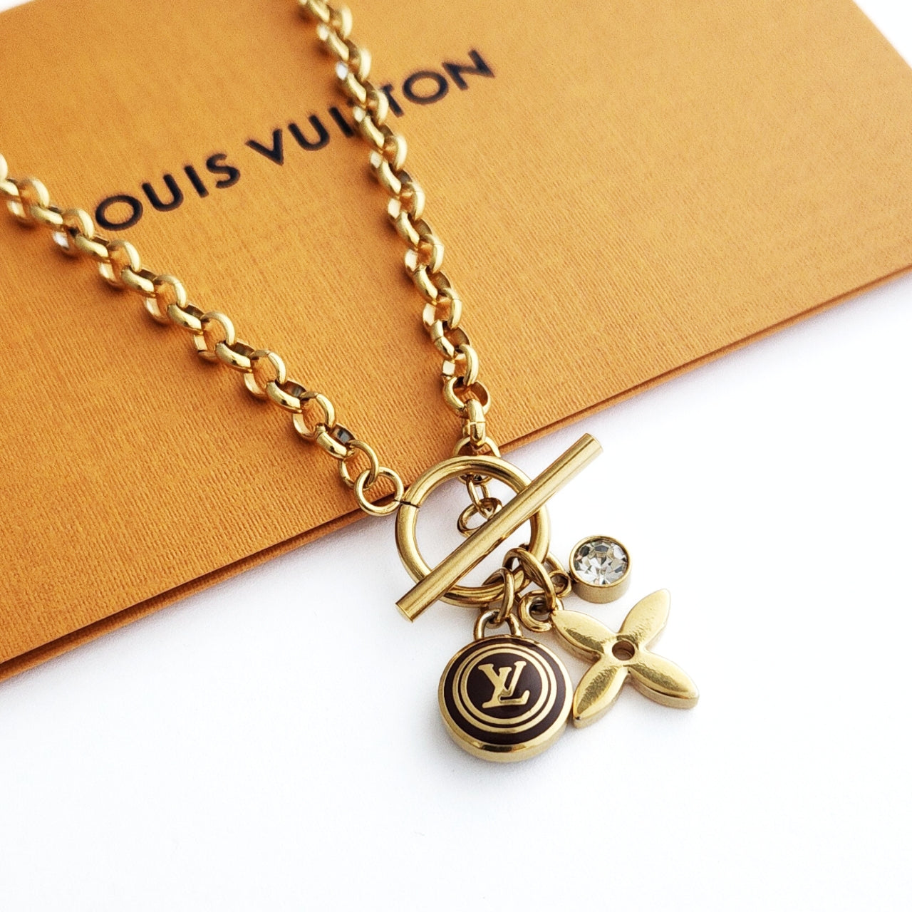 Repurposed L V Charm Necklace