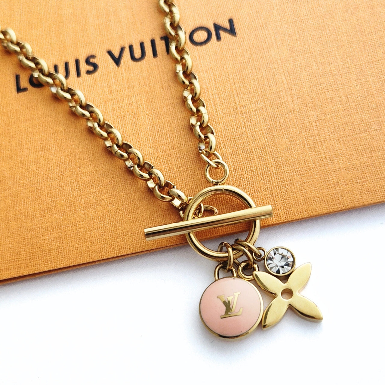 Repurposed L V Charm Necklace