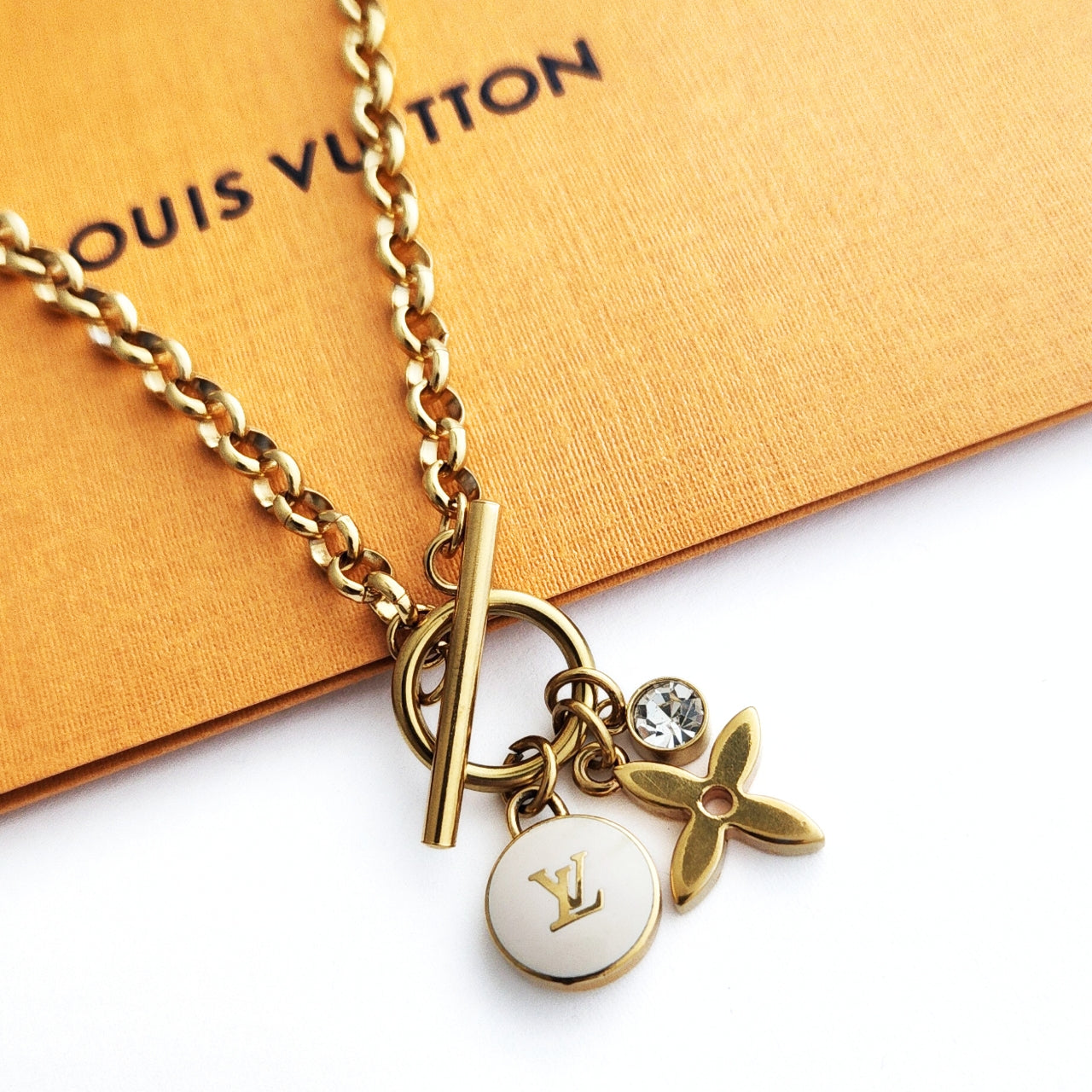 Repurposed L V Charm Necklace