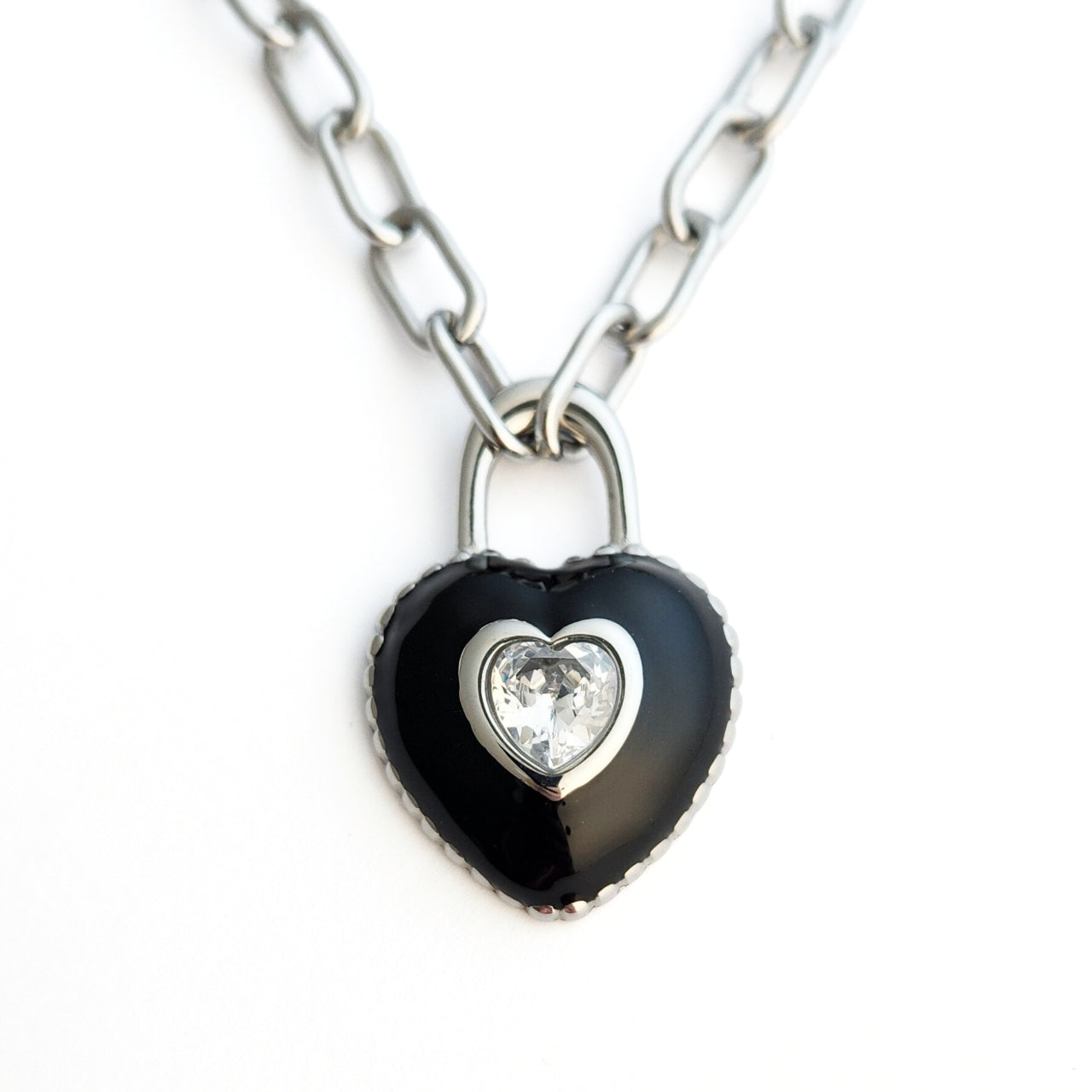 Black Lock Heart Necklace
