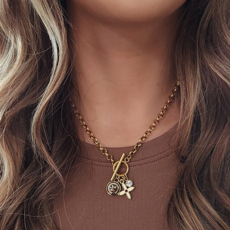 Repurposed L V Charm Necklace