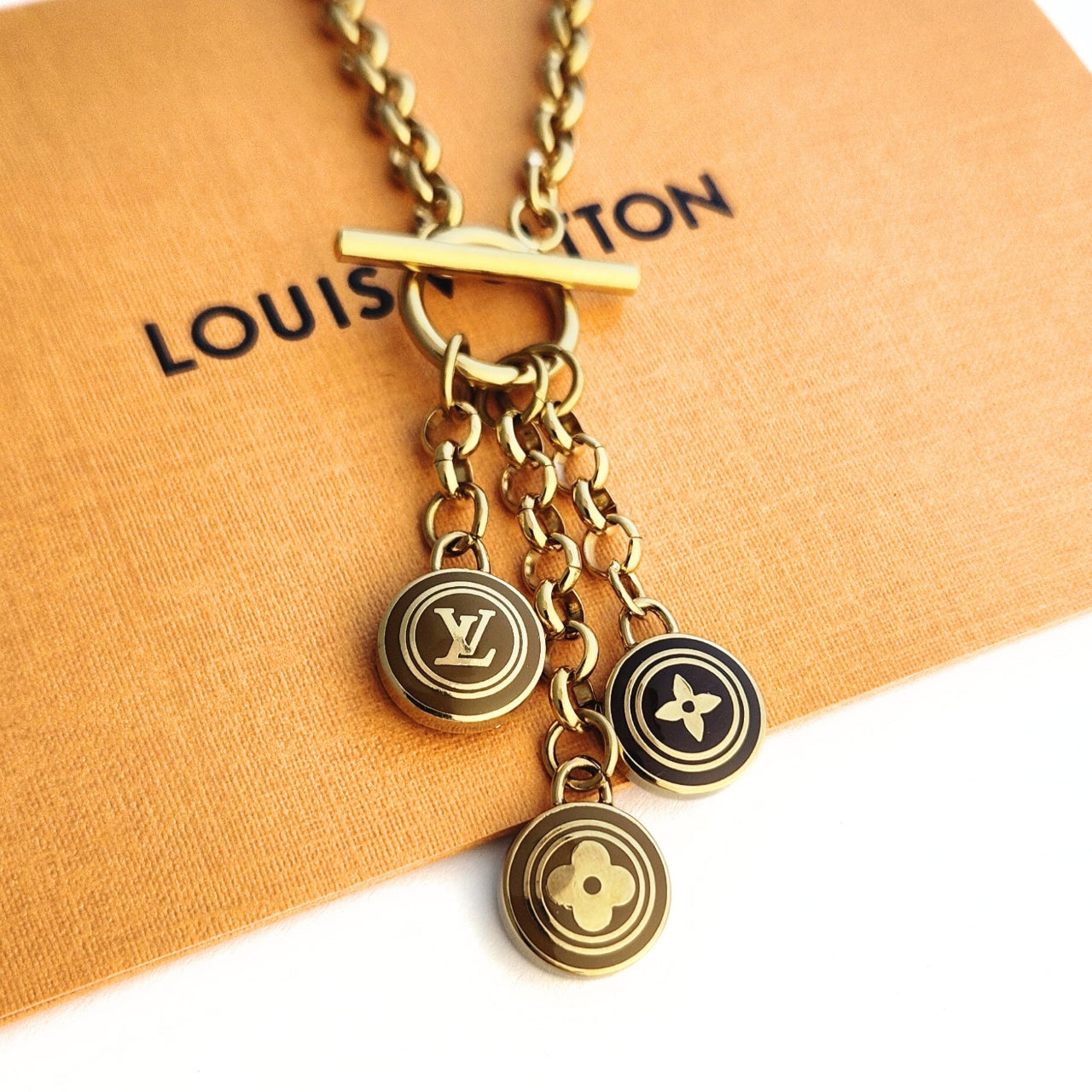 Repurposed L V Charm Necklace