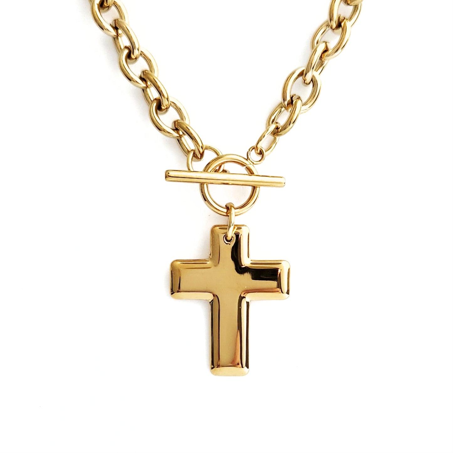 Modern Cross Toggle Necklace