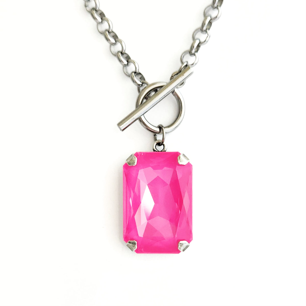 Phoenix Crystal Necklace in Electric Pink Ignite