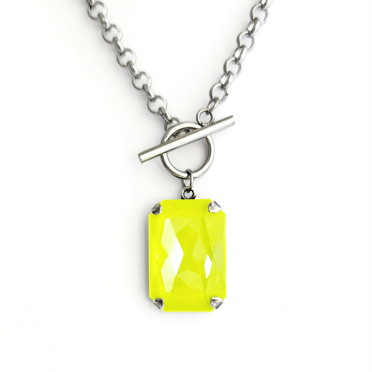 Phoenix Crystal Necklace in Electric Yellow