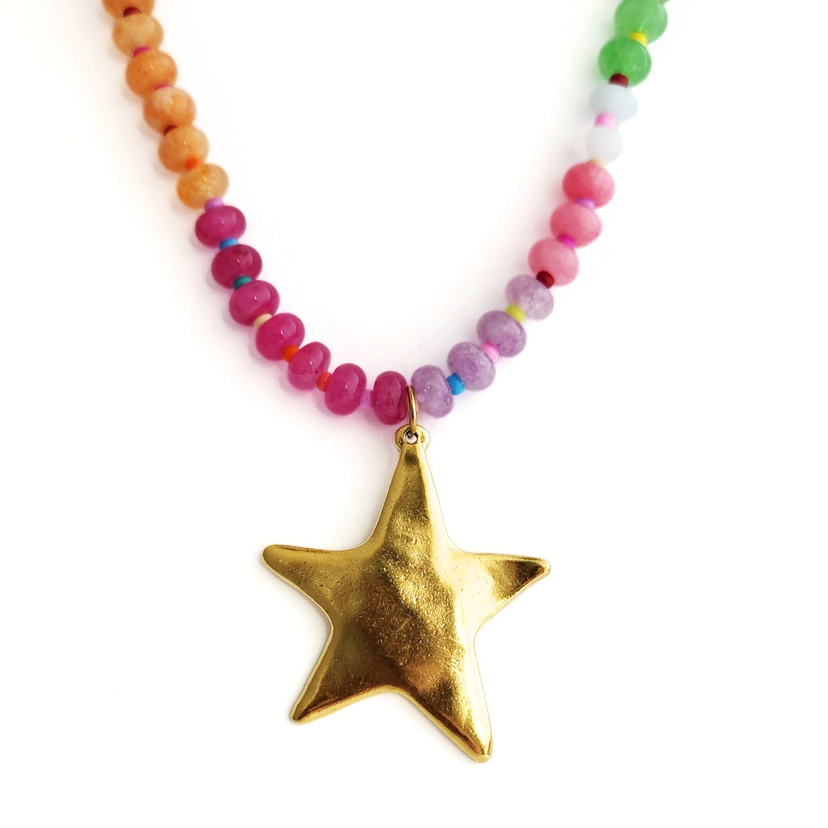 Puffy Star Beaded Necklace