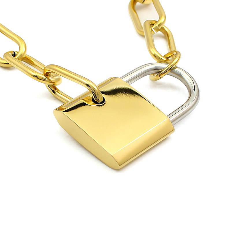 Mix Metal Lock Necklace