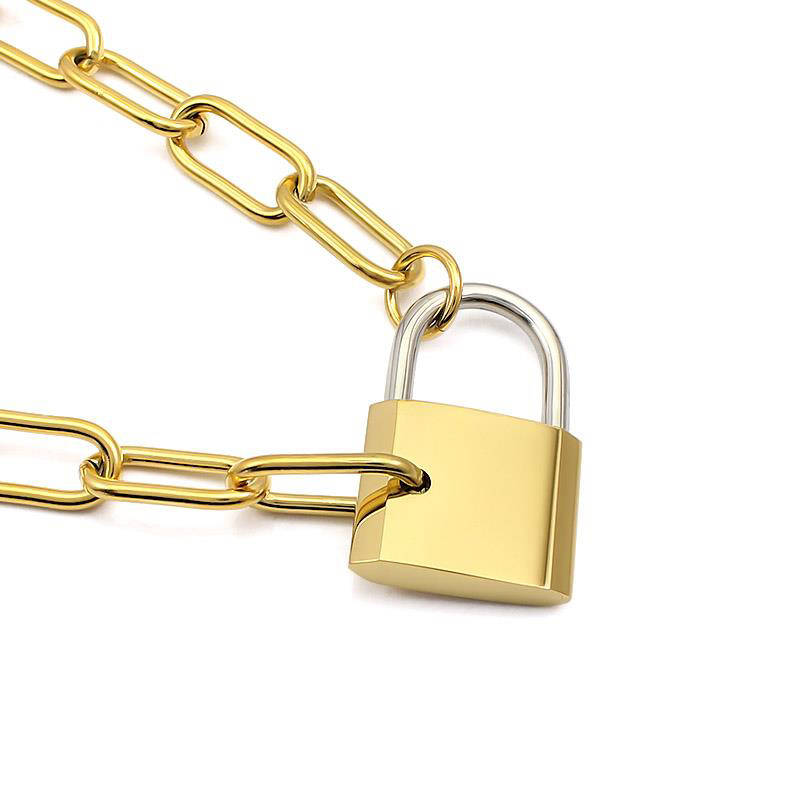 Mix Metal Lock Necklace
