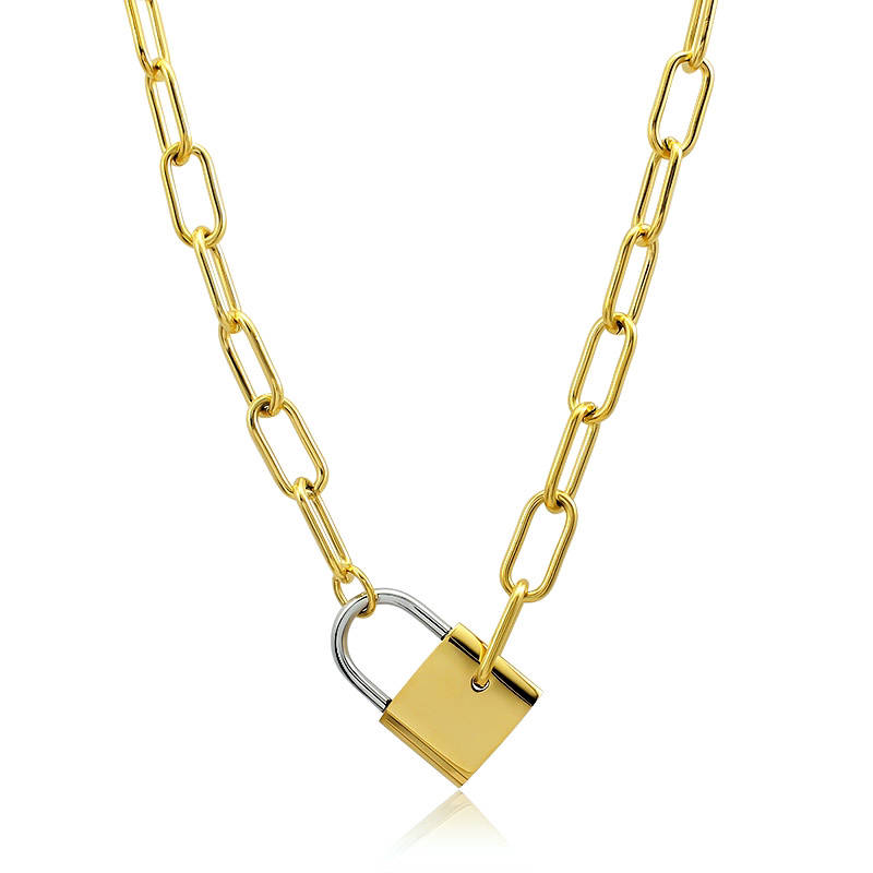 Mix Metal Lock Necklace