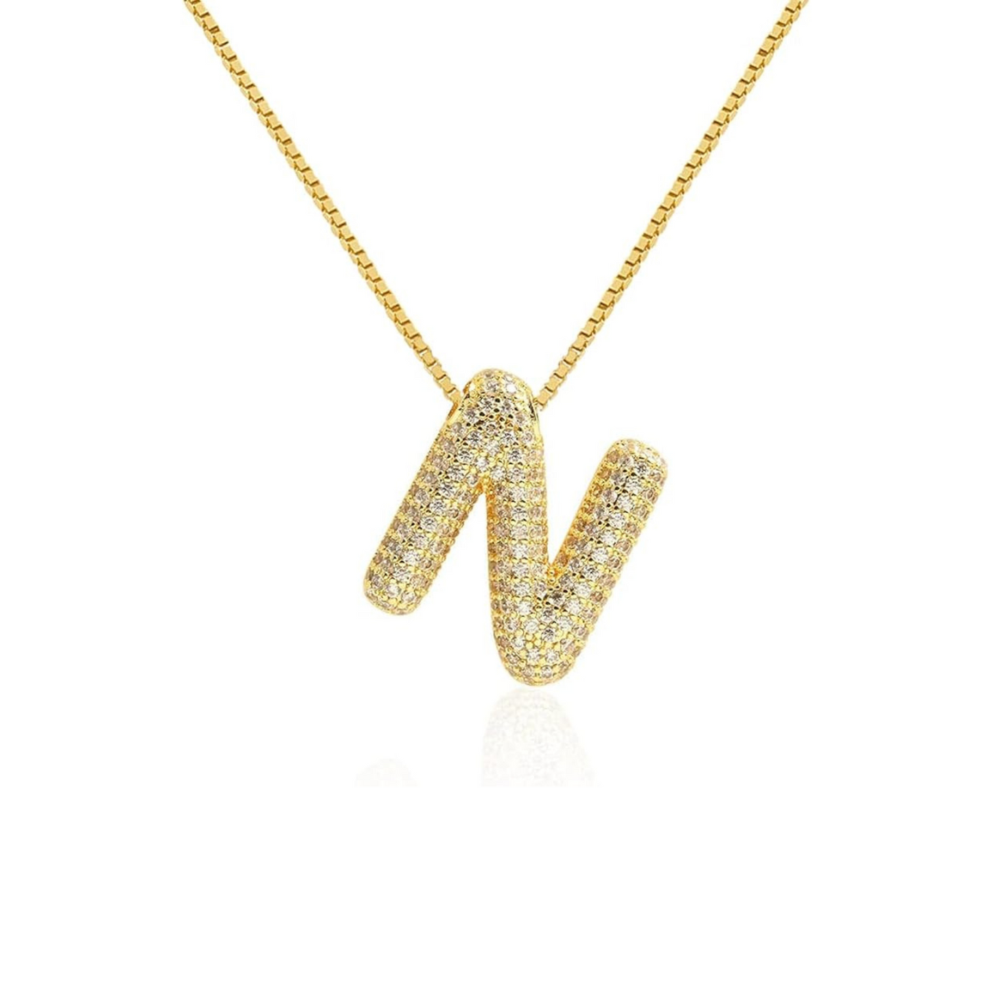 Cz Bubble Initial Necklace