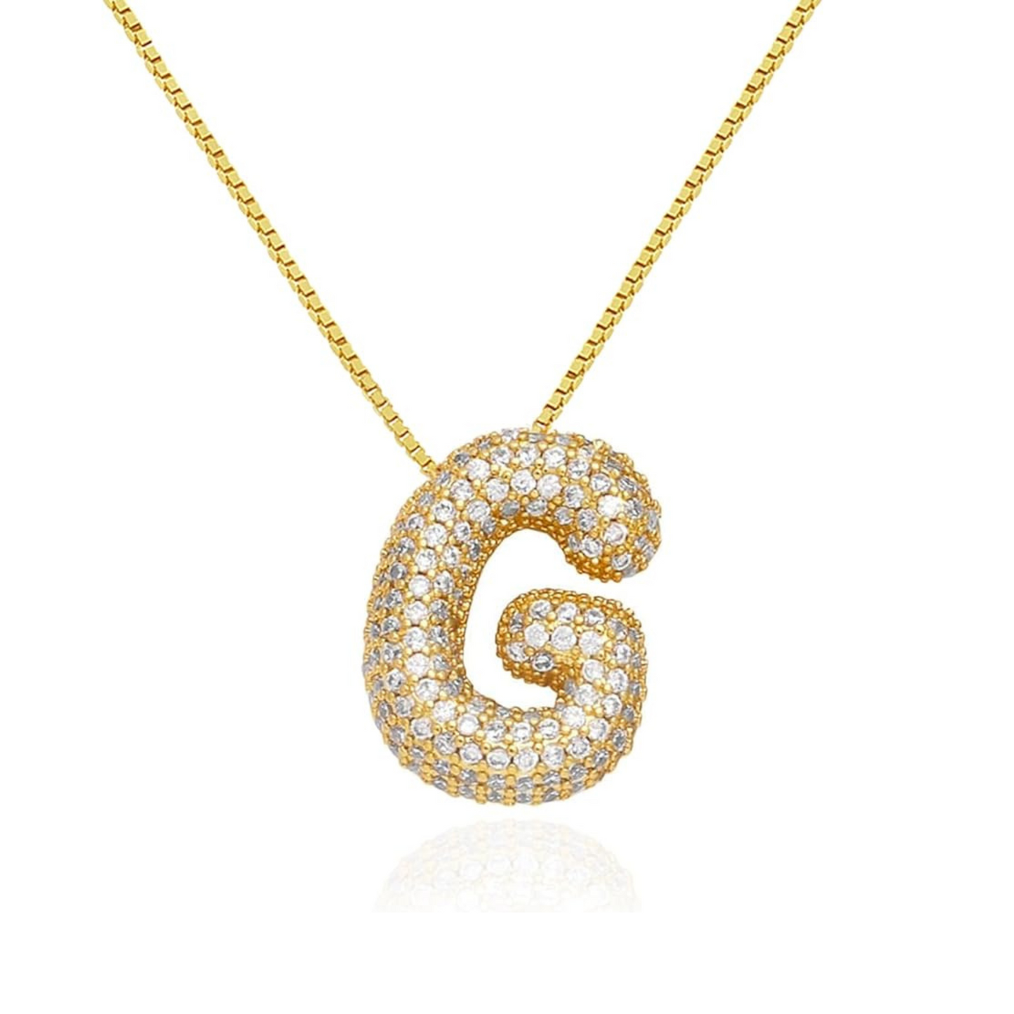 Cz Bubble Initial Necklace