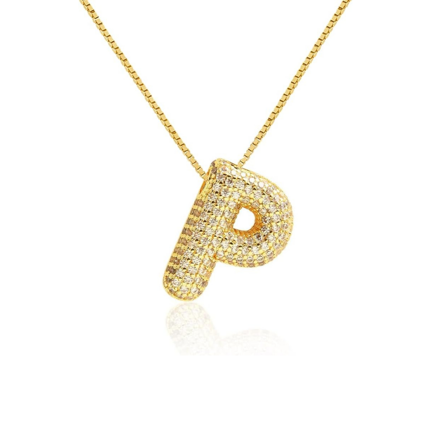 Cz Bubble Initial Necklace