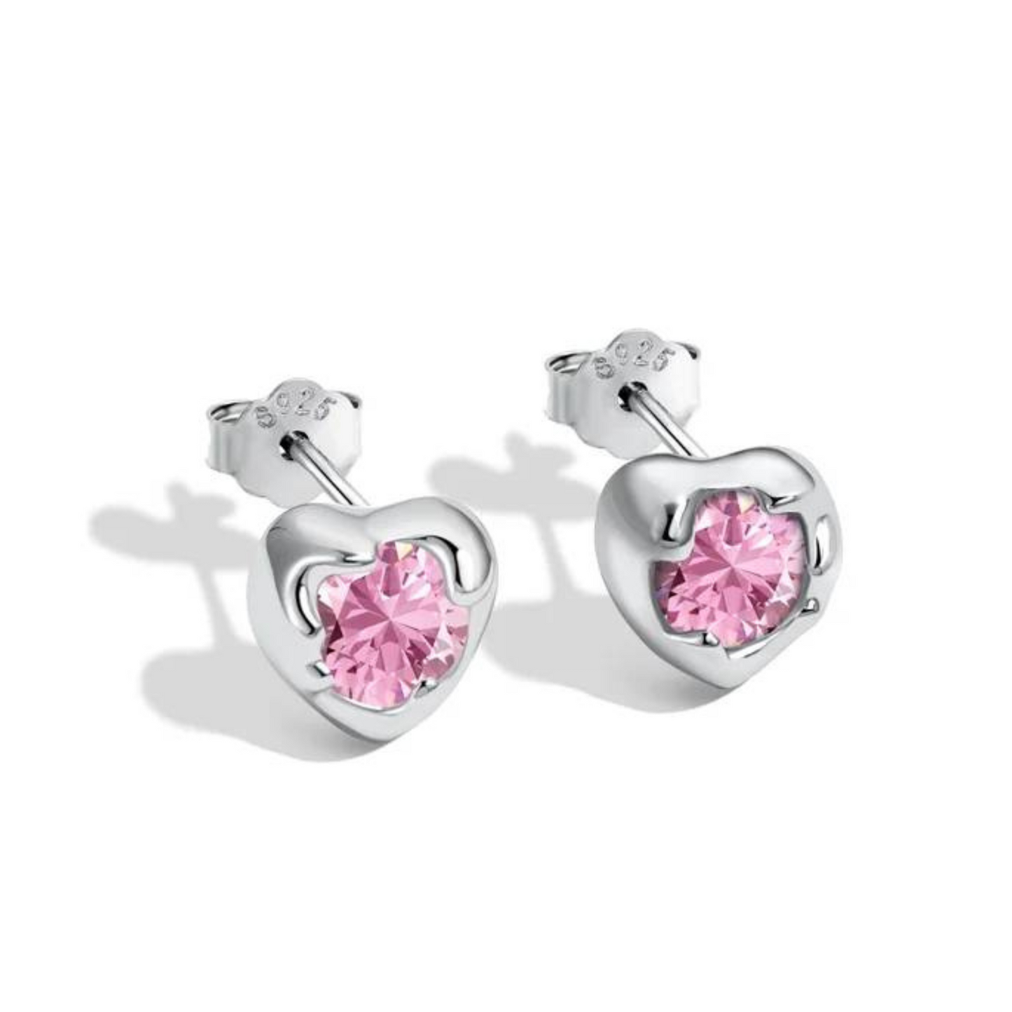 Pink Heart Studs