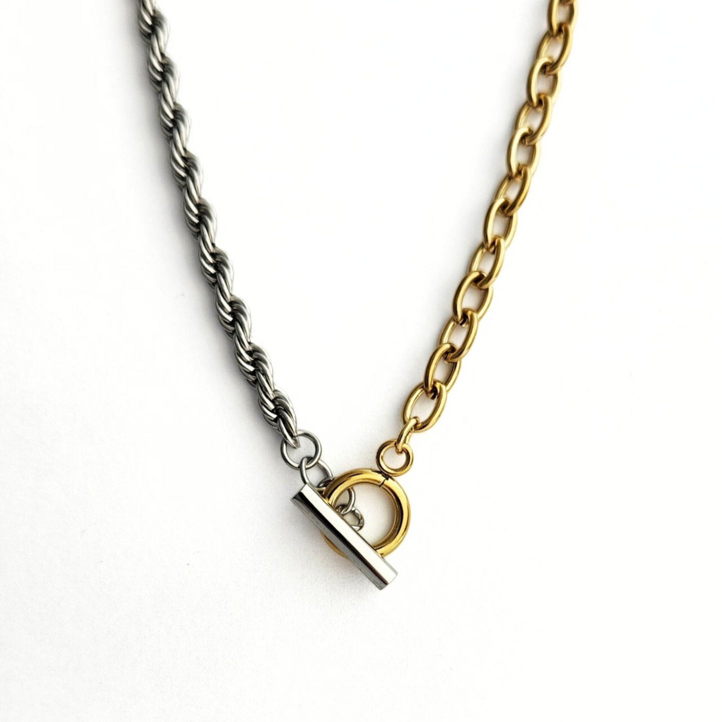 Mixed Metals Toggle Necklace