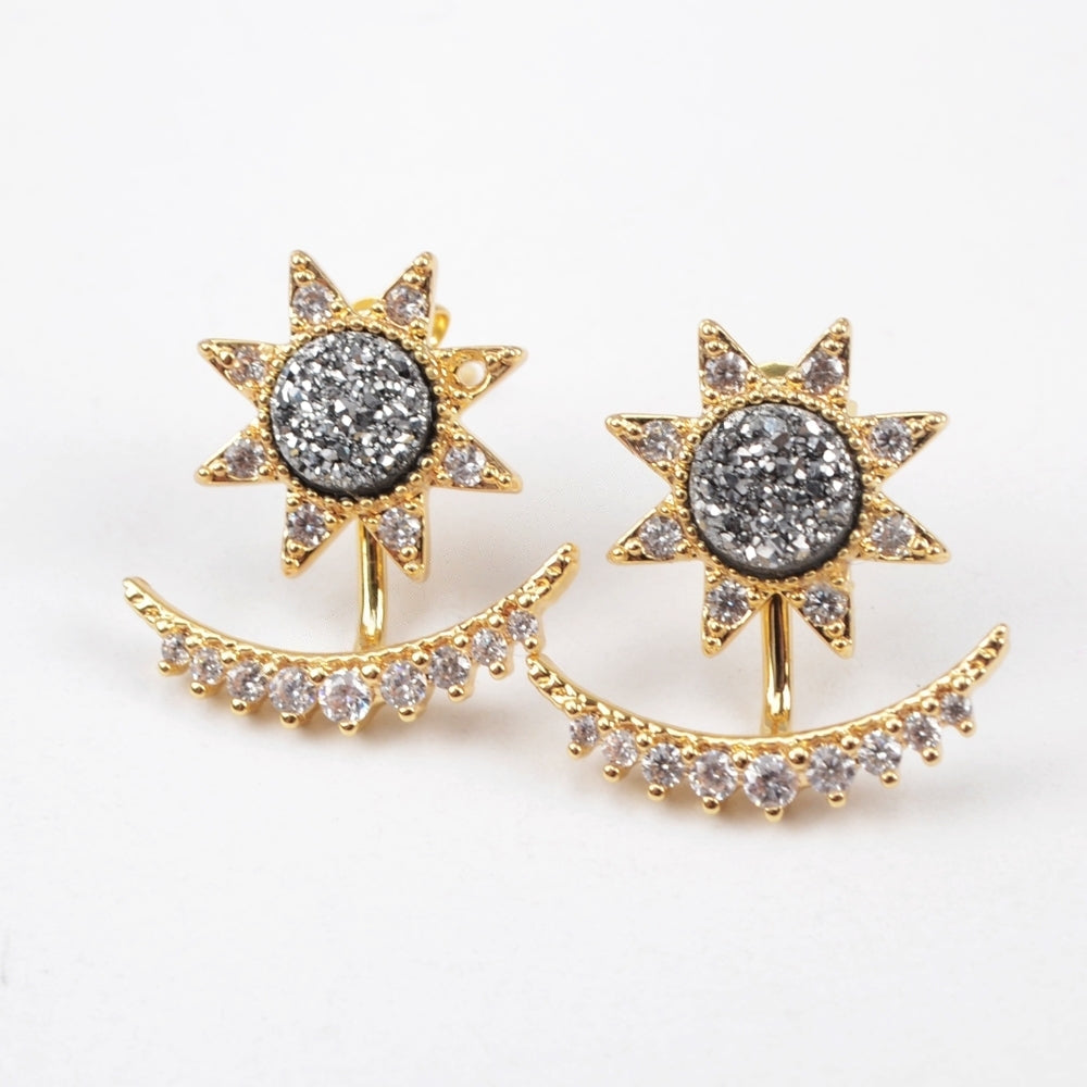 Starburst Earrings - Gunmetal