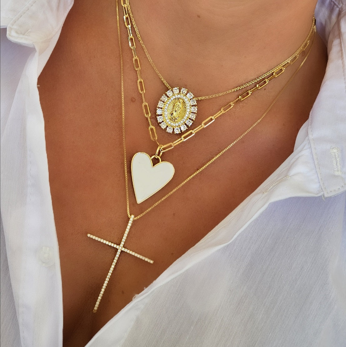 White Heart Necklace