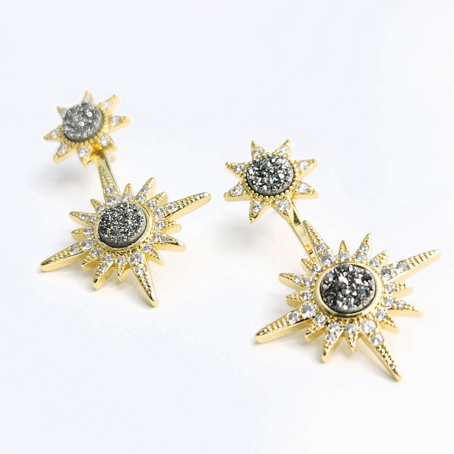 Gunmetal Sunburst Earrings