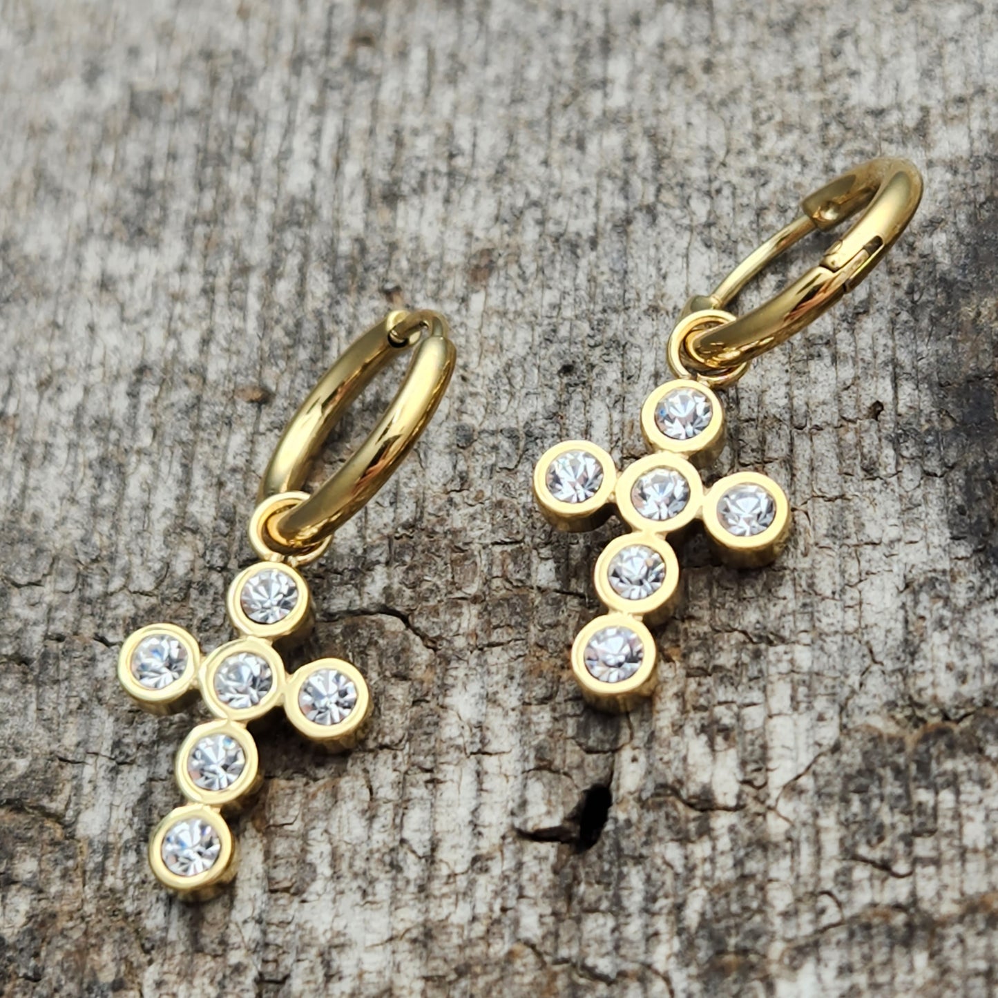 Cross Huggie Earrings