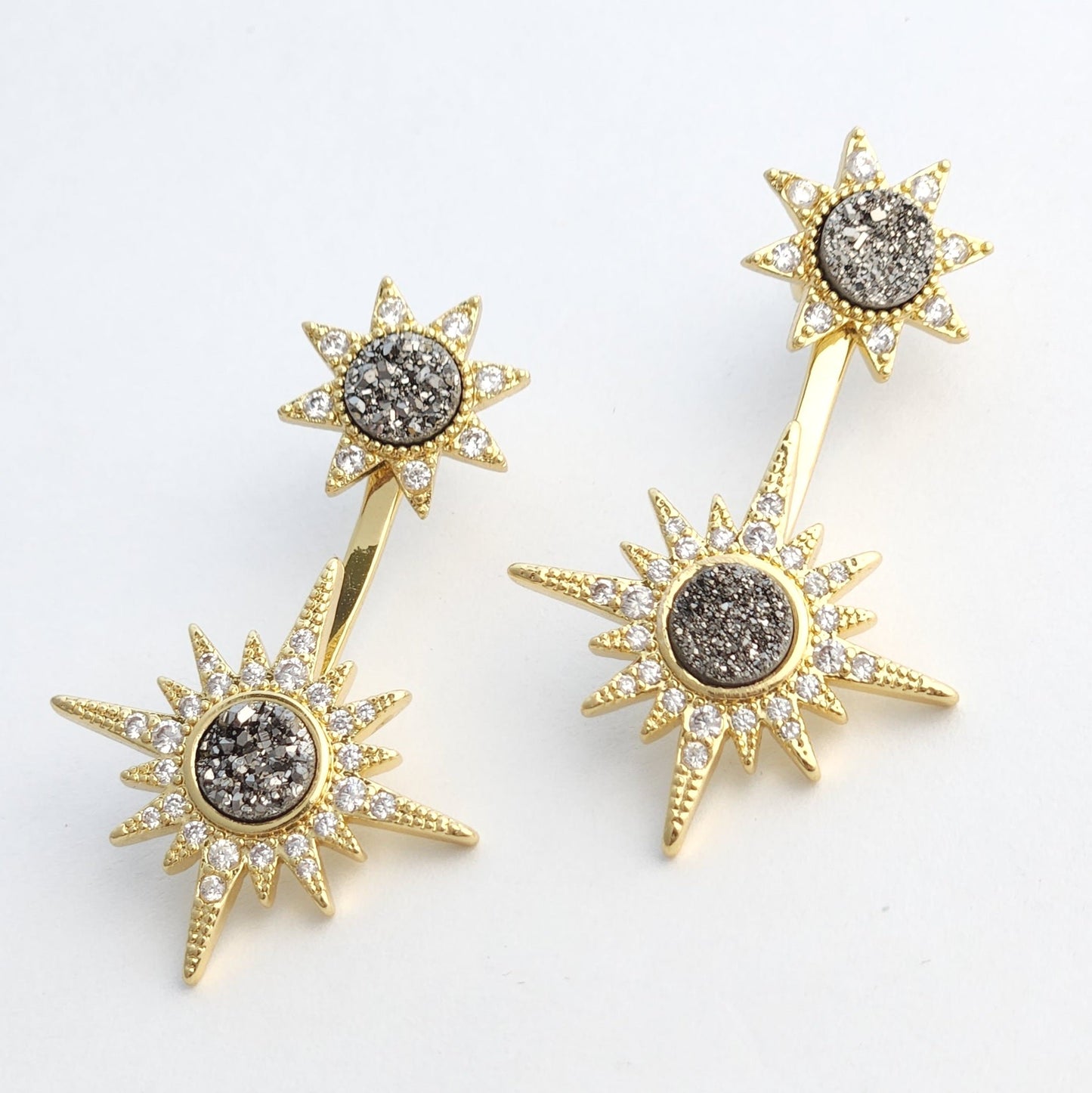 Gunmetal Sunburst Earrings