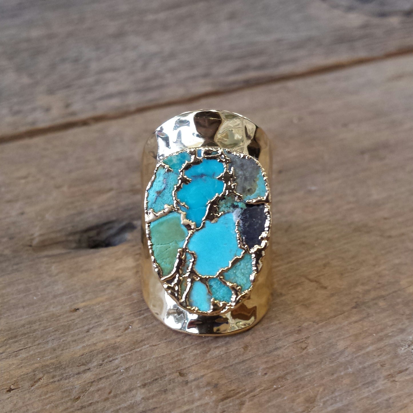 Gold Web Turquoise Ring