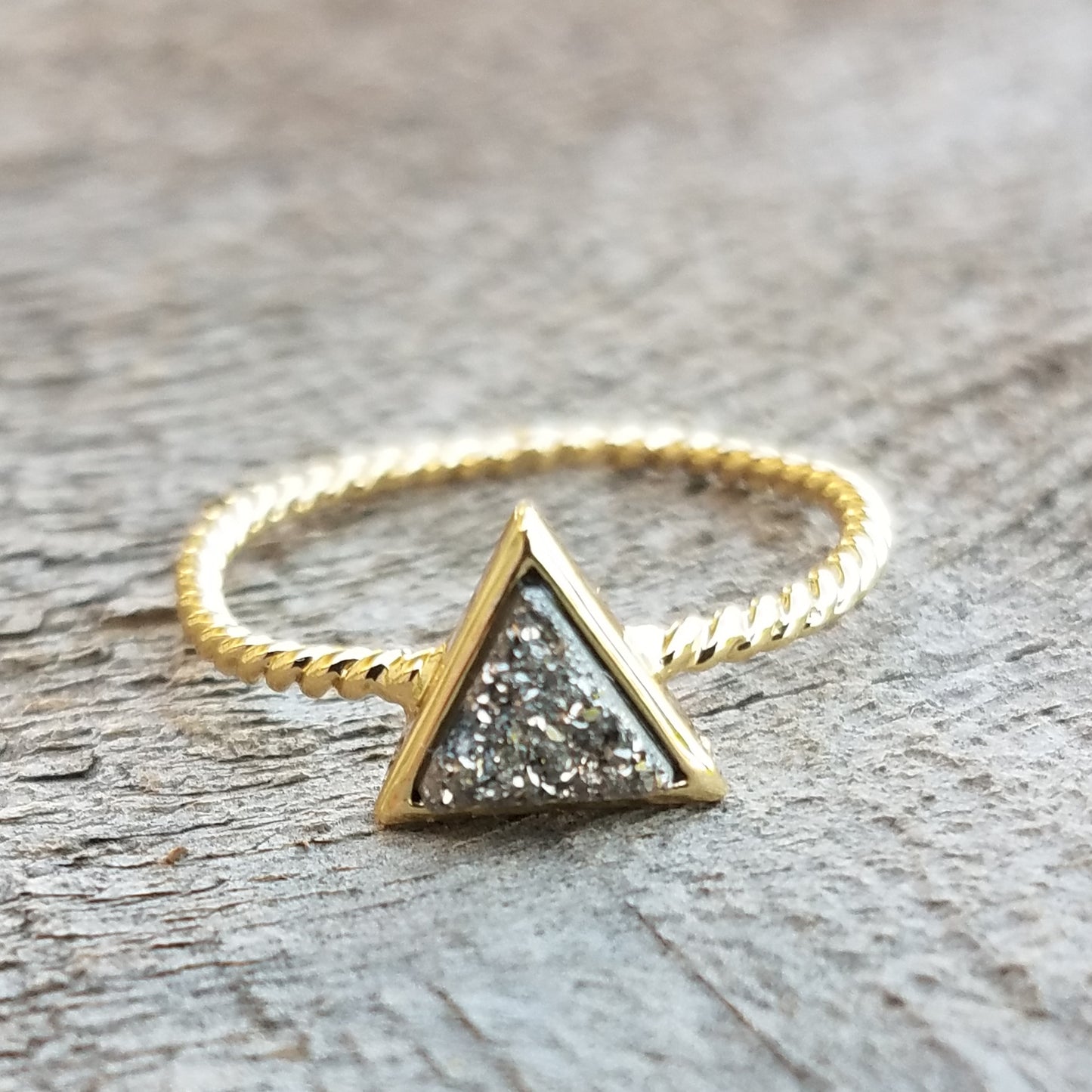 Gunmetal Prism Druzy Ring