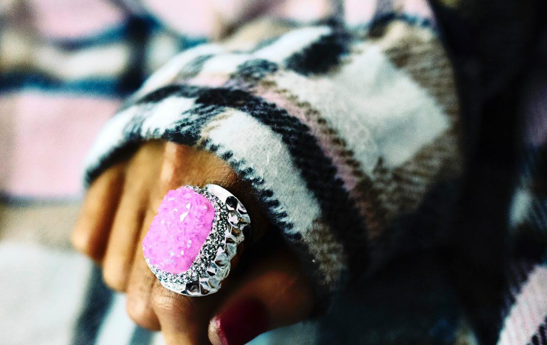 Pink Lemonade Druzy Ring