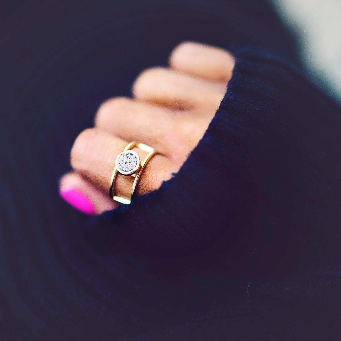 Gunmetal Que Druzy Ring