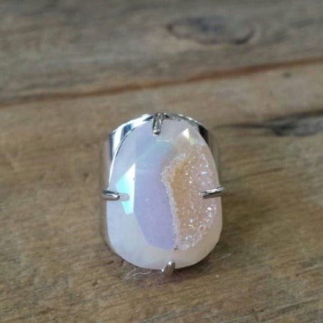 Luxe Faceted Druzy Ring - Silver