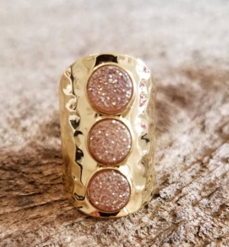 Champagne Trilogy Druzy Ring