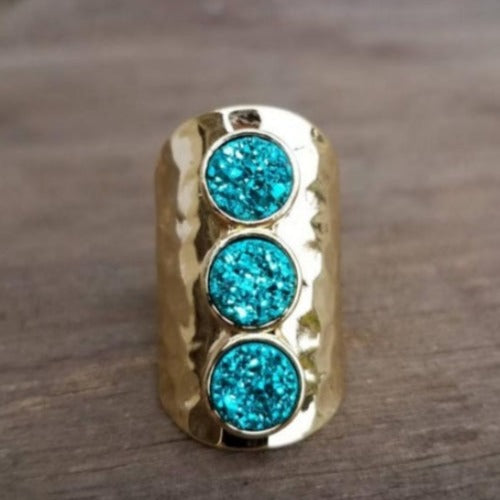 Mermaid Trilogy Druzy Ring