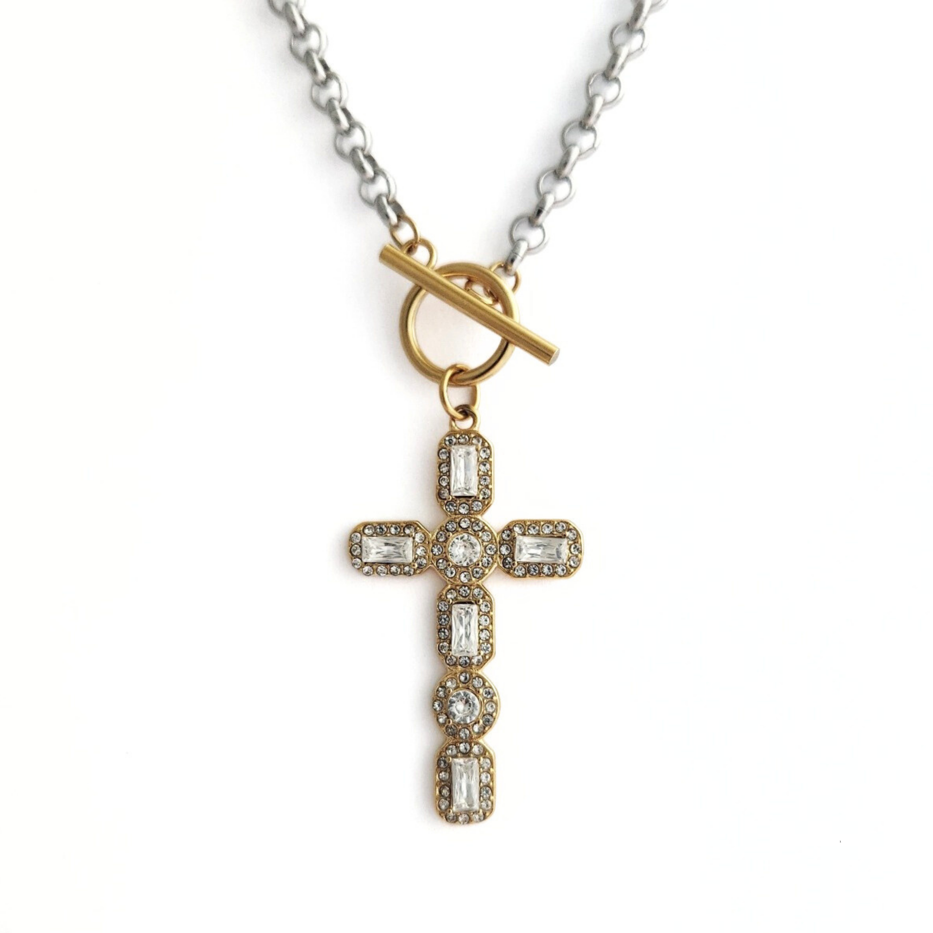 SEC Partner箔 水月 那波 DIVINE CROSS Crystal Cross Necklace – Lavender Blue Soul
