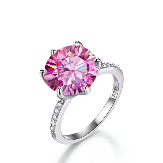 5 Carat Pink Moissanite Ring