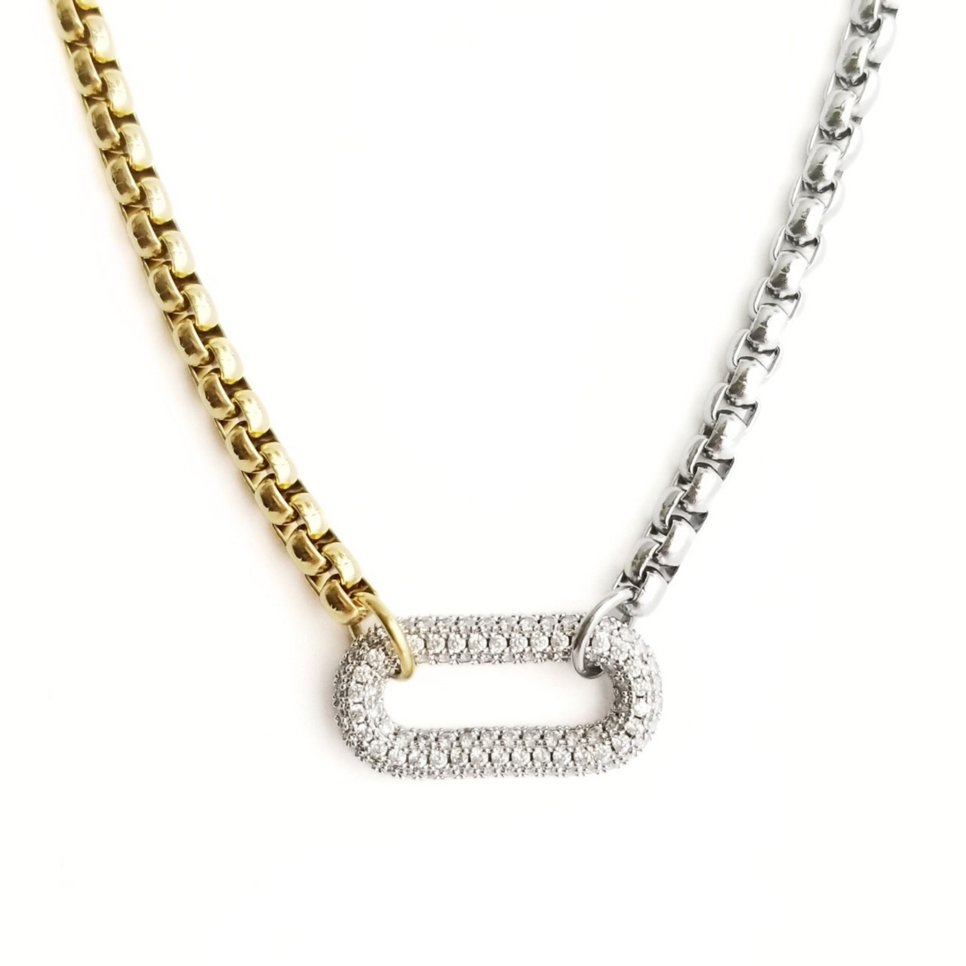 アクセサリー Bijou R.I Puffy Heart Carabiner Necklace Puffy Heart Necklace, Zircon Carabiner Necklace, Paperclip
