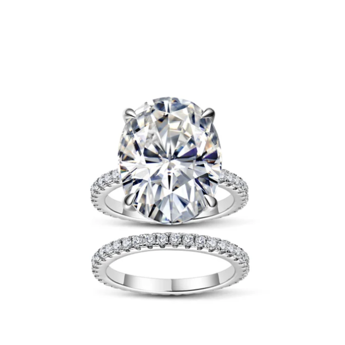 That Rich 13 Carat Oval Cut Moissanite Ring Set (PRE-ORDER)