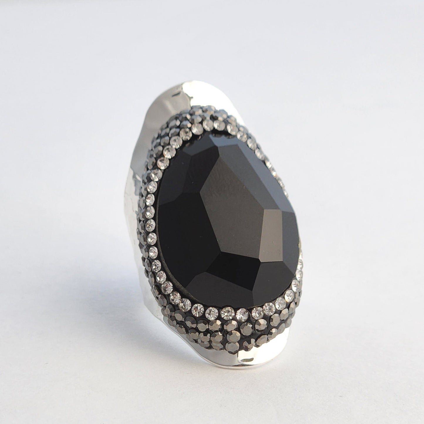 Onyx Pave Ring - Silver