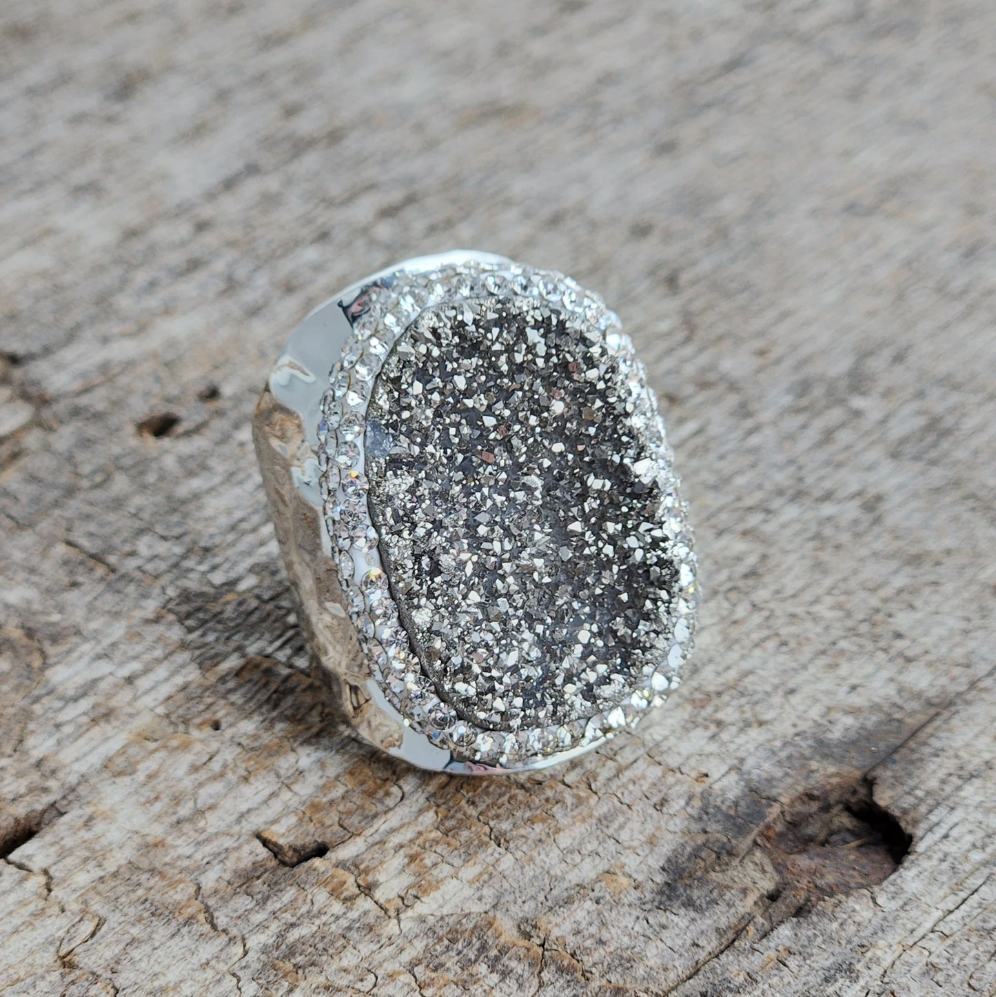 Titanium Micro Pave Druzy Ring
